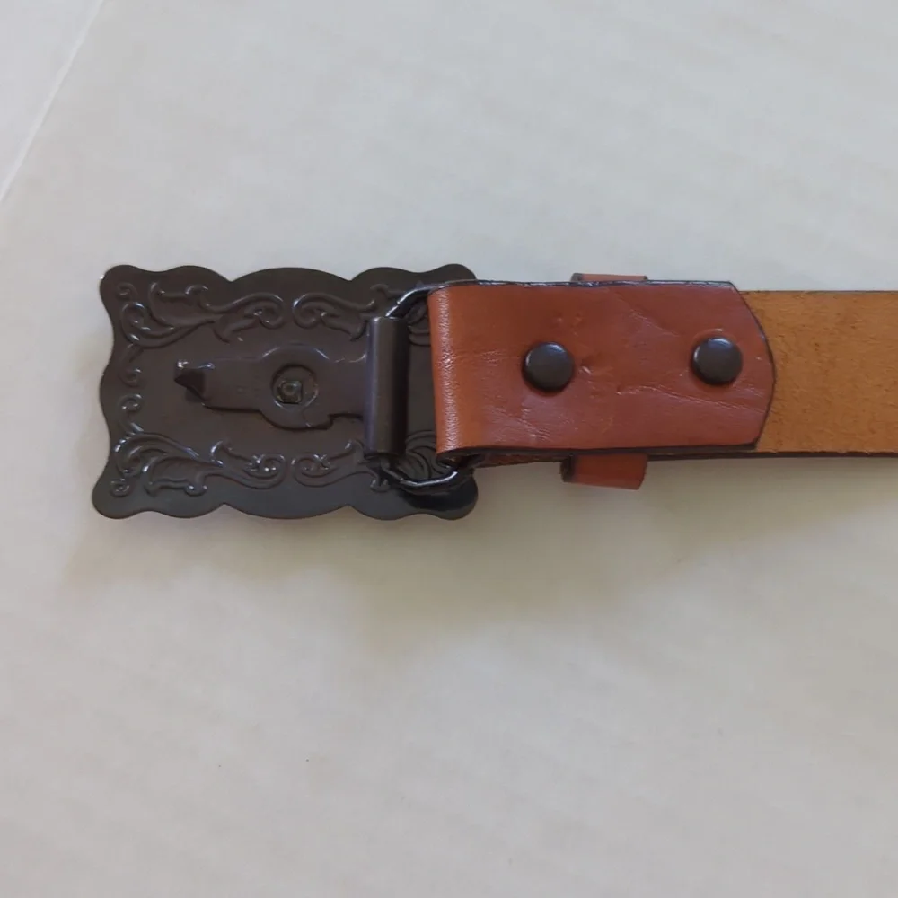 Vintage Chaucer Harness Leather Belt w/Western Buckle 26 Brown FLAW